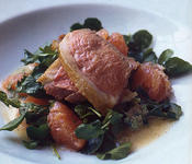 duck, watercress and grapefruit salad